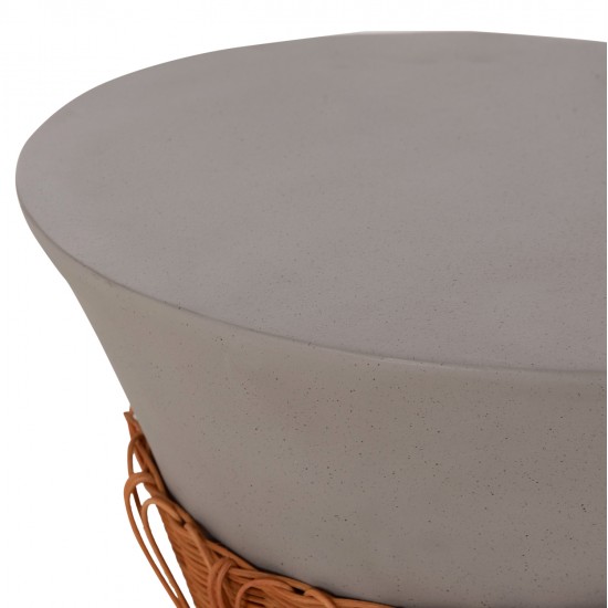 ΣΕΤ 2ΤΜΧ ΒΟΗΘΗΤΙΚΑ ΤΡΑΠΕΖΙΑ PERRAL HM21138.03 FIBER CEMENT ΓΚΡΙ--ΦΥΣΙΚΟ RATTAN