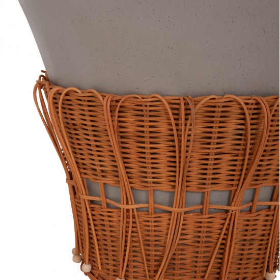 ΣΕΤ 2ΤΜΧ ΒΟΗΘΗΤΙΚΑ ΤΡΑΠΕΖΙΑ PERRAL HM21138.03 FIBER CEMENT ΓΚΡΙ--ΦΥΣΙΚΟ RATTAN