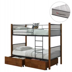 ΚΟΥΚΕΤΑ ΜΕ 2 ΣΥΡΤΑΡΙΑ & 2 ΣΤΡΩΜΑΤΑ 90X190εκ RAYVEN HM10968.01 ΞΥΛΟ ΚΑΡΥΔΙ ΚΑΙ ΜΕΤΑΛΛΟ