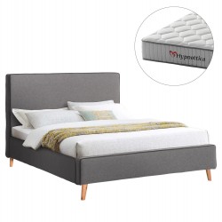 ΚΡΕΒΑΤΙ ΔΙΠΛΟ ΜΕ ΣΤΡΩΜΑ INDRA HM10769.01 ΓΚΡΙ ΥΦΑΣΜΑ--ΓΙΑ ΣΤΡΩΜΑ 160x200εκ