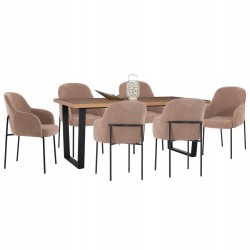 ΣΕΤ ΤΡΑΠΕΖΑΡΙΑΣ 7ΤΜΧ MANIDO HM10949.03 MDF TOP--ΥΦΑΣΜΑ TAUPE & ΜΕΤΑΛΛΟ ΜΑΥΡΟ