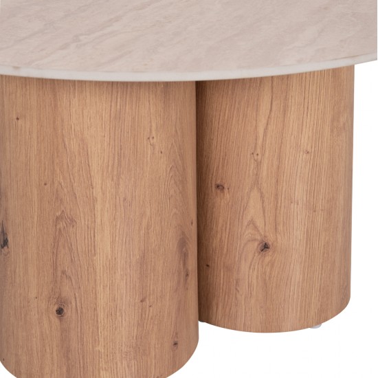 ΤΡΑΠΕΖΙ ΣΑΛΟΝΙΟΥ SILVA HM18443 ΚΕΡΑΜΙΚΟ TOP ΟΨΗ ΤΡΑΒΕΡΤΙΝΑΣ-MDF ΦΥΣΙΚΟ Φ80x45Υεκ.