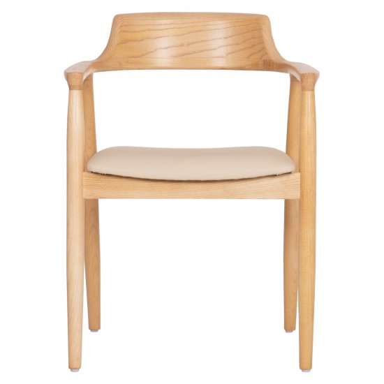 ΠΟΛΥΘΡΟΝΑ ΤΡΑΠΕΖΑΡΙΑΣ TARGA HM18336.11 RUBBERWOOD ΦΥΣΙΚΟ & PU ΕΚΡΟΥ 58x54x78Yεκ