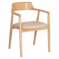 ΠΟΛΥΘΡΟΝΑ ΤΡΑΠΕΖΑΡΙΑΣ TARGA HM18336.11 RUBBERWOOD ΦΥΣΙΚΟ & PU ΕΚΡΟΥ 58x54x78Yεκ