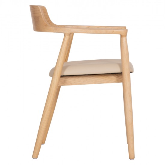 ΠΟΛΥΘΡΟΝΑ ΤΡΑΠΕΖΑΡΙΑΣ TARGA HM18336.11 RUBBERWOOD ΦΥΣΙΚΟ & PU ΕΚΡΟΥ 58x54x78Yεκ