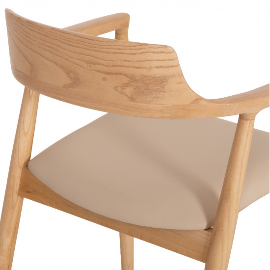 ΠΟΛΥΘΡΟΝΑ ΤΡΑΠΕΖΑΡΙΑΣ TARGA HM18336.11 RUBBERWOOD ΦΥΣΙΚΟ & PU ΕΚΡΟΥ 58x54x78Yεκ