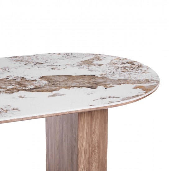 ΤΡΑΠΕΖΙ ΟΒΑΛ MARBLEX HM18428 ΚΕΡΑΜΙΚΟ TOP ΣΕ PANDORA--MDF ΠΟΔΙΑ 210x100x77Υεκ