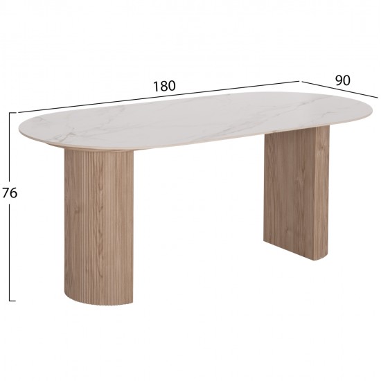 ΣΕΤ ΤΡΑΠΕΖΑΡΙΑΣ 7ΤΜΧ MELLOW HM21360 ΚΕΡΑΜΙΚΟ TOP/MDF ΠΟΔΙΑ--PU ΓΚΡΙ/ΜΕΤΑΛ.ΠΟΔΙΑ