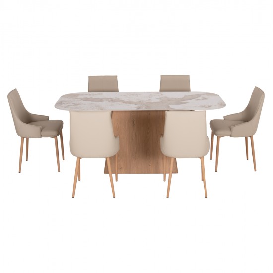 ΣΕΤ ΤΡΑΠΕΖΑΡΙΑΣ 7ΤΜΧ NORDU HM21359 ΚΕΡΑΜΙΚΟ TOP/MDF ΒΑΣΗ--PU ΚΡΕΜ/ΜΕΤΑΛ.ΠΟΔΙΑ