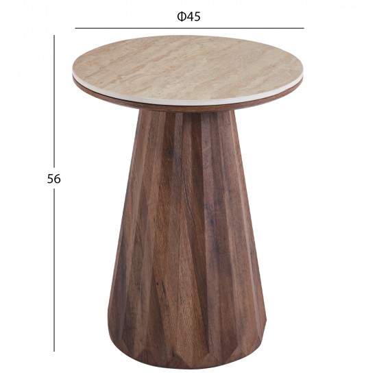 ΤΡΑΠΕΖΙ ΒΟΗΘΗΤΙΚΟ WALDEN HM18438 ΚΕΡΑΜΙΚΟ TOP ΟΨΗ ΤΡΑΒΕΡΤΙΝΑΣ-MDF ΚΑΡΥΔΙ Φ45x56Υεκ.