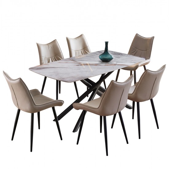 ΣΕΤ ΤΡΑΠΕΖΑΡΙΑΣ 7ΤΜΧ ISKA HM21363 ΚΕΡΑΜΙΚΟ TOP/ΜΕΤΑΛ. ΠΟΔΙΑ--PU ΜΠΕΖ/ΜΕΤΑΛ.ΠΟΔΙΑ