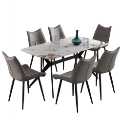 ΣΕΤ ΤΡΑΠΕΖΑΡΙΑΣ 7ΤΜΧ AIKA HM21364 ΚΕΡΑΜΙΚΟ TOP/ΜΕΤΑΛ. ΠΟΔΙΑ--PU ΓΚΡΙ/ΜΕΤΑΛ.ΠΟΔΙΑ