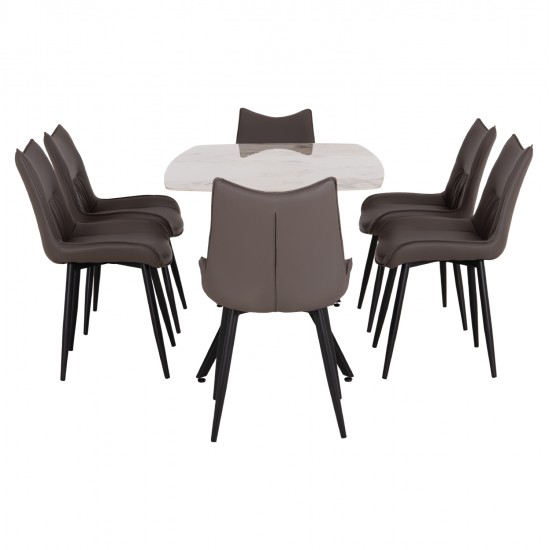 ΣΕΤ ΤΡΑΠΕΖΑΡΙΑΣ 7ΤΜΧ AIKA HM21364 ΚΕΡΑΜΙΚΟ TOP/ΜΕΤΑΛ. ΠΟΔΙΑ--PU ΓΚΡΙ/ΜΕΤΑΛ.ΠΟΔΙΑ