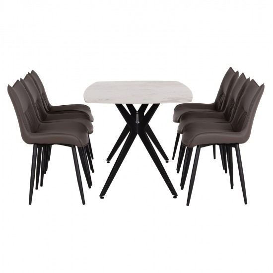 ΣΕΤ ΤΡΑΠΕΖΑΡΙΑΣ 7ΤΜΧ AIKA HM21364 ΚΕΡΑΜΙΚΟ TOP/ΜΕΤΑΛ. ΠΟΔΙΑ--PU ΓΚΡΙ/ΜΕΤΑΛ.ΠΟΔΙΑ