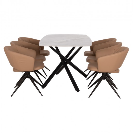ΣΕΤ ΤΡΑΠΕΖΑΡΙΑΣ 7ΤΜΧ HANAE HM21365 ΚΕΡΑΜΙΚΟ TOP/ΜΕΤΑΛ. ΠΟΔΙΑ--PU ΜΟΚΑ/ΜΕΤΑΛ.ΠΟΔΙΑ