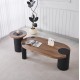 ΤΡΑΠΕΖΙ ΣΑΛΟΝΙΟΥ ΟΒΑΛ OVALON HM18433.05 MDF TOP ΚΑΡΥΔΙ-MDF ΠΟΔΙΑ ΜΑΥΡΑ 120x60x40Υεκ
