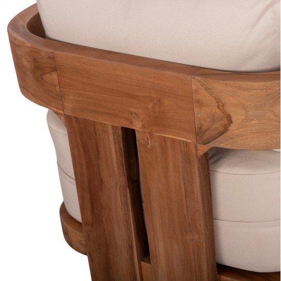 LOUNGE ΣΕΤ KIOTO HM10960 ΤΡΑΠΕΖΑΚΙ & 2 ΠΟΛΥΘΡΟΝΕΣ--ΞΥΛΟ TEAK--ΜΠΕΖ ΜΑΞΙΛΑΡΙΑ