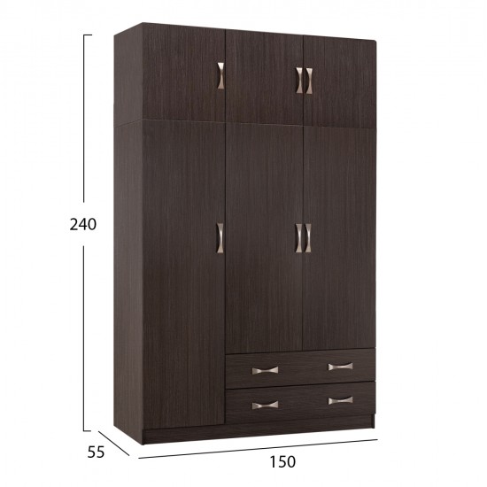 ΝΤΟΥΛΑΠΑ 3ΦΥΛΛΗ ΜΕ ΠΑΤΑΡΙ CARLY HM10891.01 ΜΕΛΑΜΙΝΗ ΣΕ ZEBRANO 150X55Χ240Υεκ.