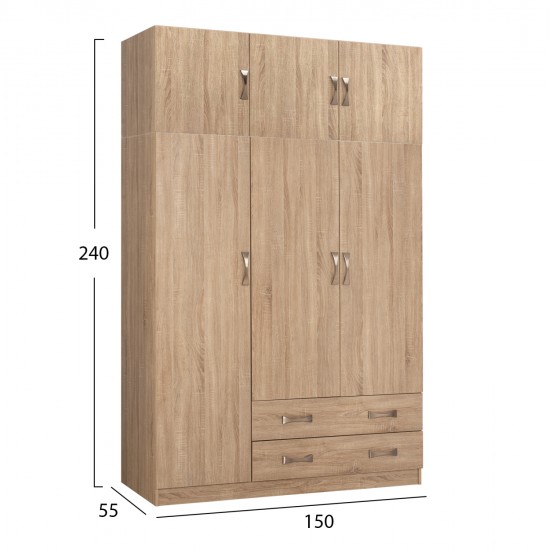 ΝΤΟΥΛΑΠΑ 3ΦΥΛΛΗ ΜΕ ΠΑΤΑΡΙ CARLY HM10891.02 ΜΕΛΑΜΙΝΗ ΣΕ SONAMA 150X55Χ240Υεκ.