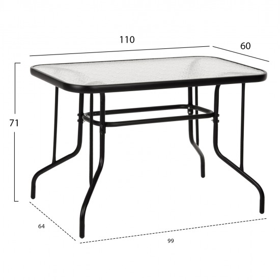 ΣΕΤ ΤΡΑΠΕΖΑΡΙΑΣ 5ΤΜΧ ADAM HM10897.03 ΤΡΑΠΕΖΙ 110x60εκ & 4 ΠΟΛΥΘΡΟΝΕΣ--ΜΑΥΡΟ