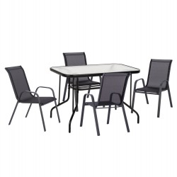 ΣΕΤ ΤΡΑΠΕΖΑΡΙΑΣ 5ΤΜΧ ADAM HM10897.03 ΤΡΑΠΕΖΙ 110x60εκ & 4 ΠΟΛΥΘΡΟΝΕΣ--ΜΑΥΡΟ