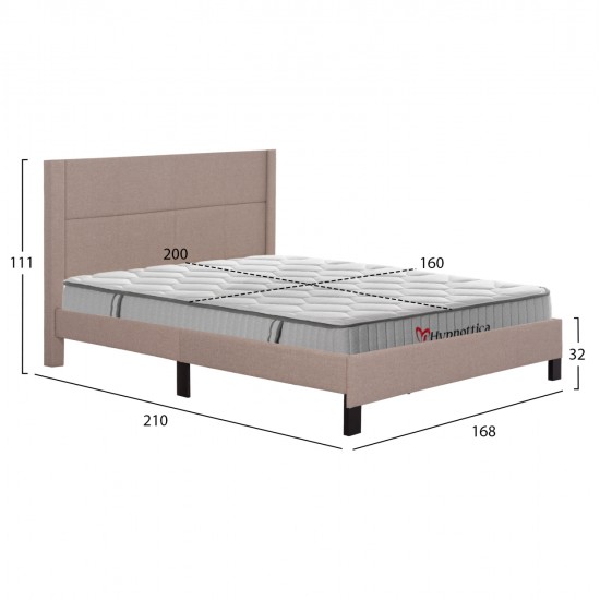 ΚΡΕΒΑΤΙ ΔΙΠΛΟ & ΣΤΡΩΜΑ TRILLOP HM10763.03 ΜΠΕΖ ΥΦΑΣΜΑ--ΓΙΑ 160x200εκ