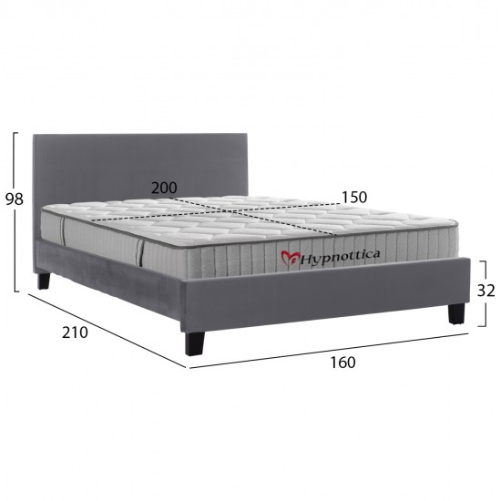 ΚΡΕΒΑΤΙ ΜΕ ΣΤΡΩΜΑ BECCA HM10760.02 ΓΚΡΙ ΥΦΑΣΜΑ--ΓΙΑ 150x200εκ