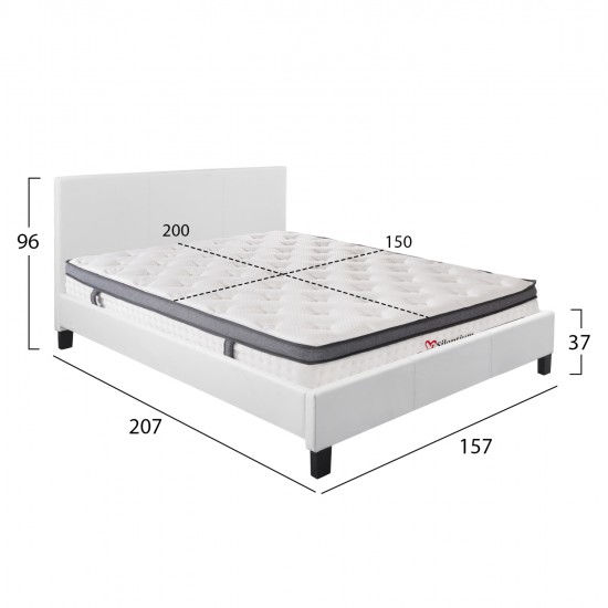 ΚΡΕΒΑΤΙ ΜΕ ΣΤΡΩΜΑ BECCA HM10803.01 ΛΕΥΚΟ PU--ΓΙΑ 150x200εκ