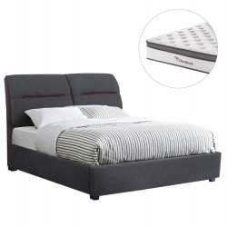 ΚΡΕΒΑΤΙ ΔΙΠΛΟ ΜΕ ΣΤΡΩΜΑ KENDRA HM10804 ΓΚΡΙ ΥΦΑΣΜΑ--ΓΙΑ ΣΤΡΩΜΑ 150x200εκ