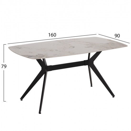 ΤΡΑΠΕΖΙ ΤΡΑΠΕΖΑΡΙΑΣ AIKA HM18421 ΚΕΡΑΜΙΚΟ TOP ΣΕ ΛΕΥΚΟ/ΧΡΥΣΟ ΜΑΡΜΑΡΟ 160x90x79Υεκ