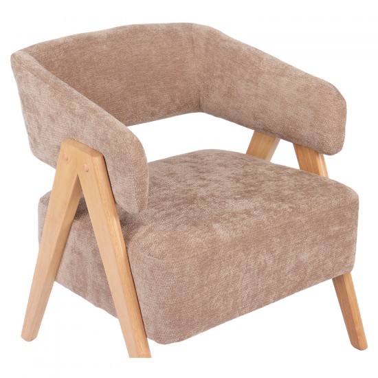 Πολυθρόνα ArteLibre BARTON Καφέ Ύφασμα/Ξύλο 74x67x66cm