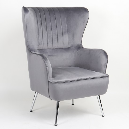 Πολυθρόνα ArteLibre VITTORIA Γκρι Βελούδο 76x79x101cm