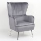 Πολυθρόνα ArteLibre VITTORIA Γκρι Βελούδο 76x79x101cm