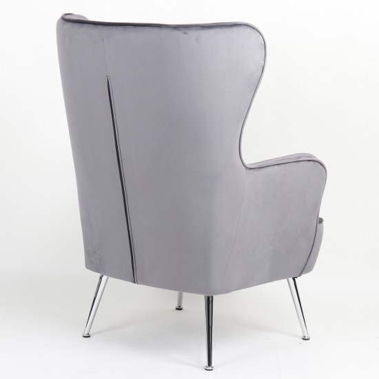 Πολυθρόνα ArteLibre VITTORIA Γκρι Βελούδο 76x79x101cm