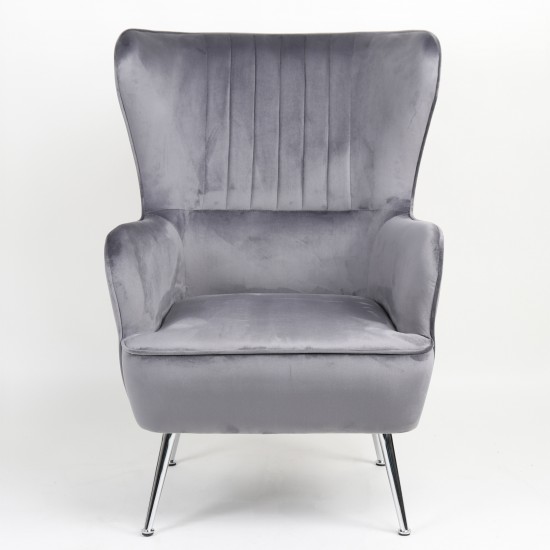 Πολυθρόνα ArteLibre VITTORIA Γκρι Βελούδο 76x79x101cm