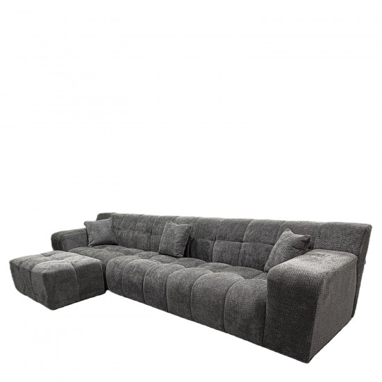 Καναπές Γωνιακός ArteLibre ORVELLA Γκρι Ύφασμα 363x194x80cm
