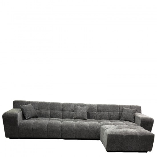Καναπές Γωνιακός ArteLibre ORVELLA Γκρι Ύφασμα 363x194x80cm