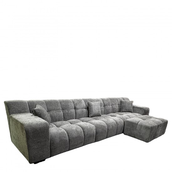Καναπές Γωνιακός ArteLibre ORVELLA Γκρι Ύφασμα 363x194x80cm