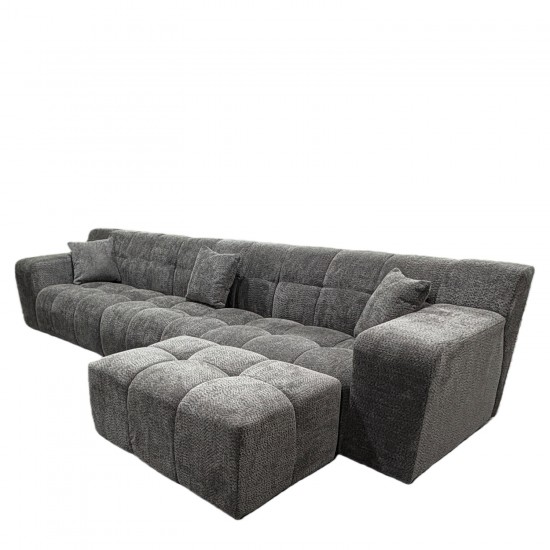 Καναπές Γωνιακός ArteLibre ORVELLA Γκρι Ύφασμα 363x194x80cm