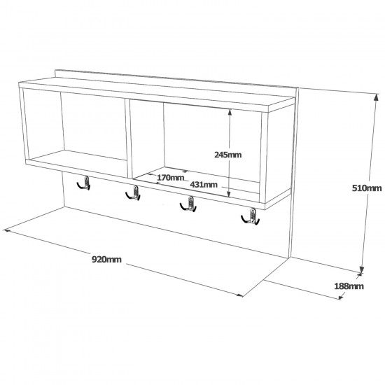 Κρεμάστρα Εισόδου ArteLibre DALSTON Πεύκο Μοριοσανίδα 92x18.8x51cm
