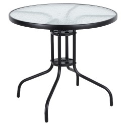 Τραπέζι Κήπου ArteLibre EARTH Μαύρο Μέταλλο/Γυαλί Φ80x70cm