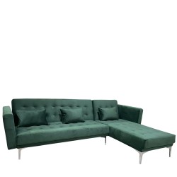 Καναπές Κρεβάτι Γωνιακός ArteLibre ARION Πράσινο Ύφασμα 244x162x84cm