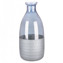 Βάζο Μπουκάλι 'Canus' Γυαλί Γκρι/Ασημί 10x10x24cm